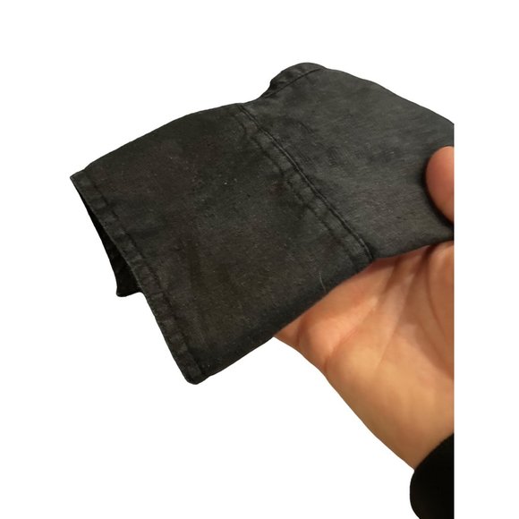 SoftSurroundings Linen Button Down Shirt Roll Tab Sleeve Blouse Black Size 1X Pl - Picture 5 of 6